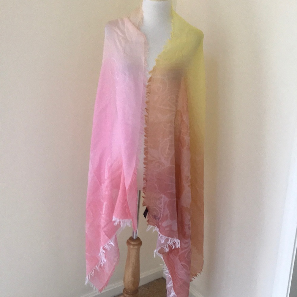 SAMKAS made in Italy yellow multi cotton scarf